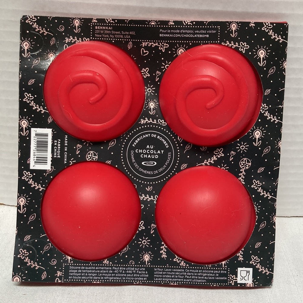Hot Chocolate Swirl Bomb Maker MODERN BLISS Red Silicone Mold Makes 2.25 inch Sp